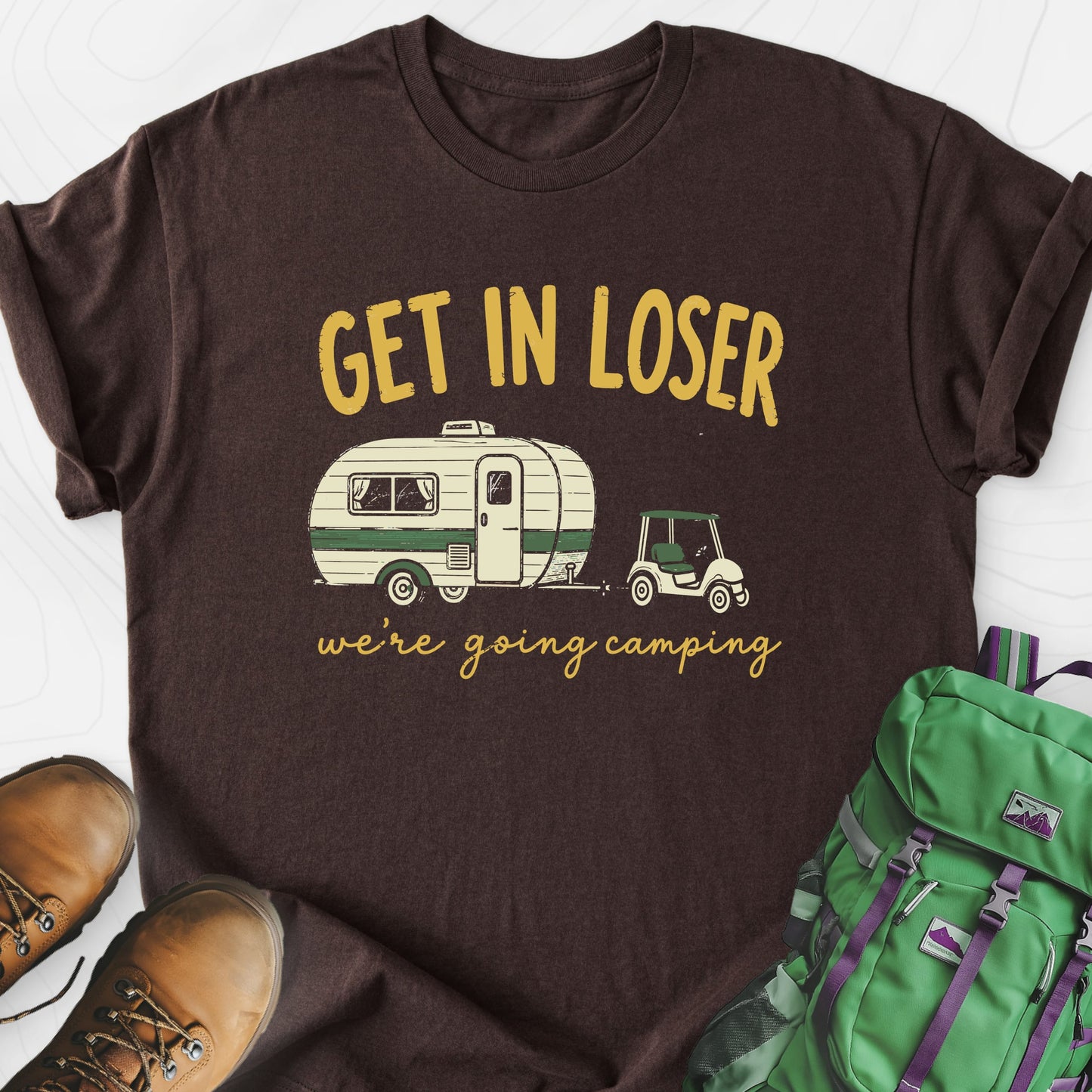 Golf Cart Getaway Dark Chocolate front print lightweight T-shirt