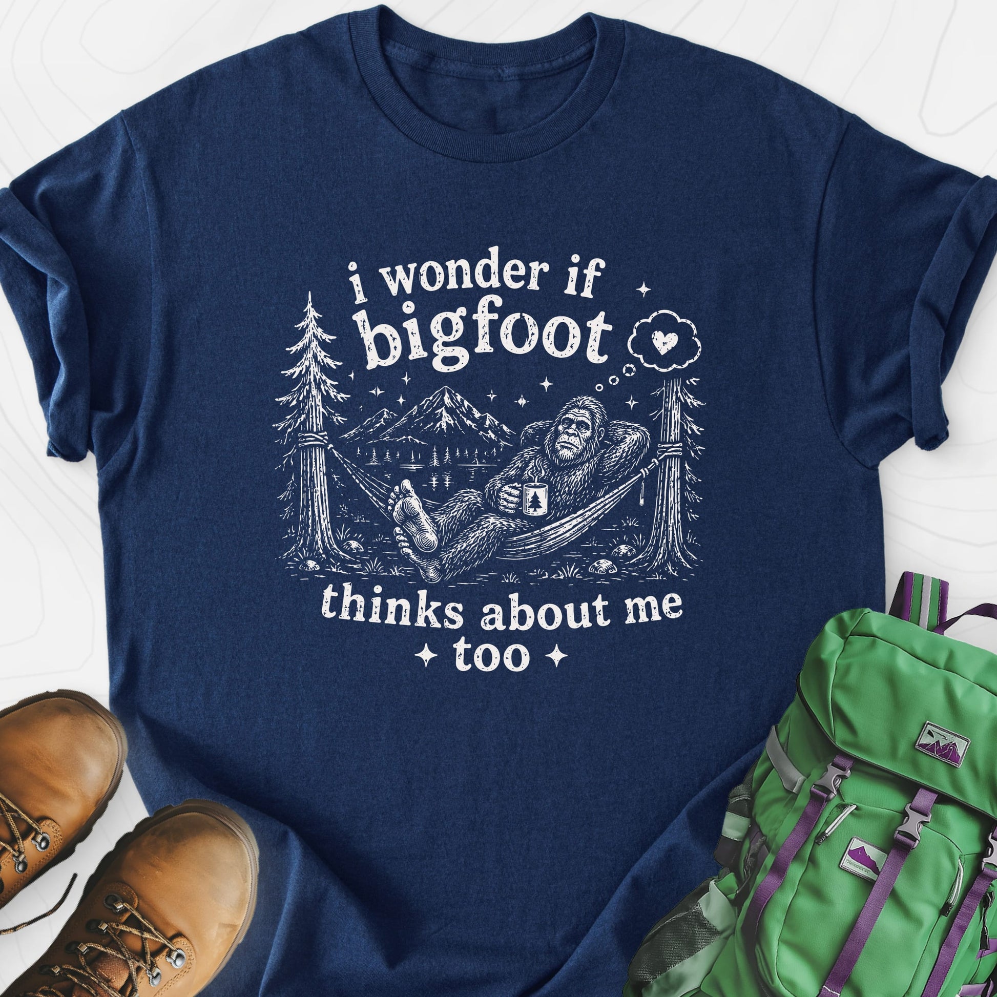 Bigfoot Daydream Navy front print lightweight T-shirt