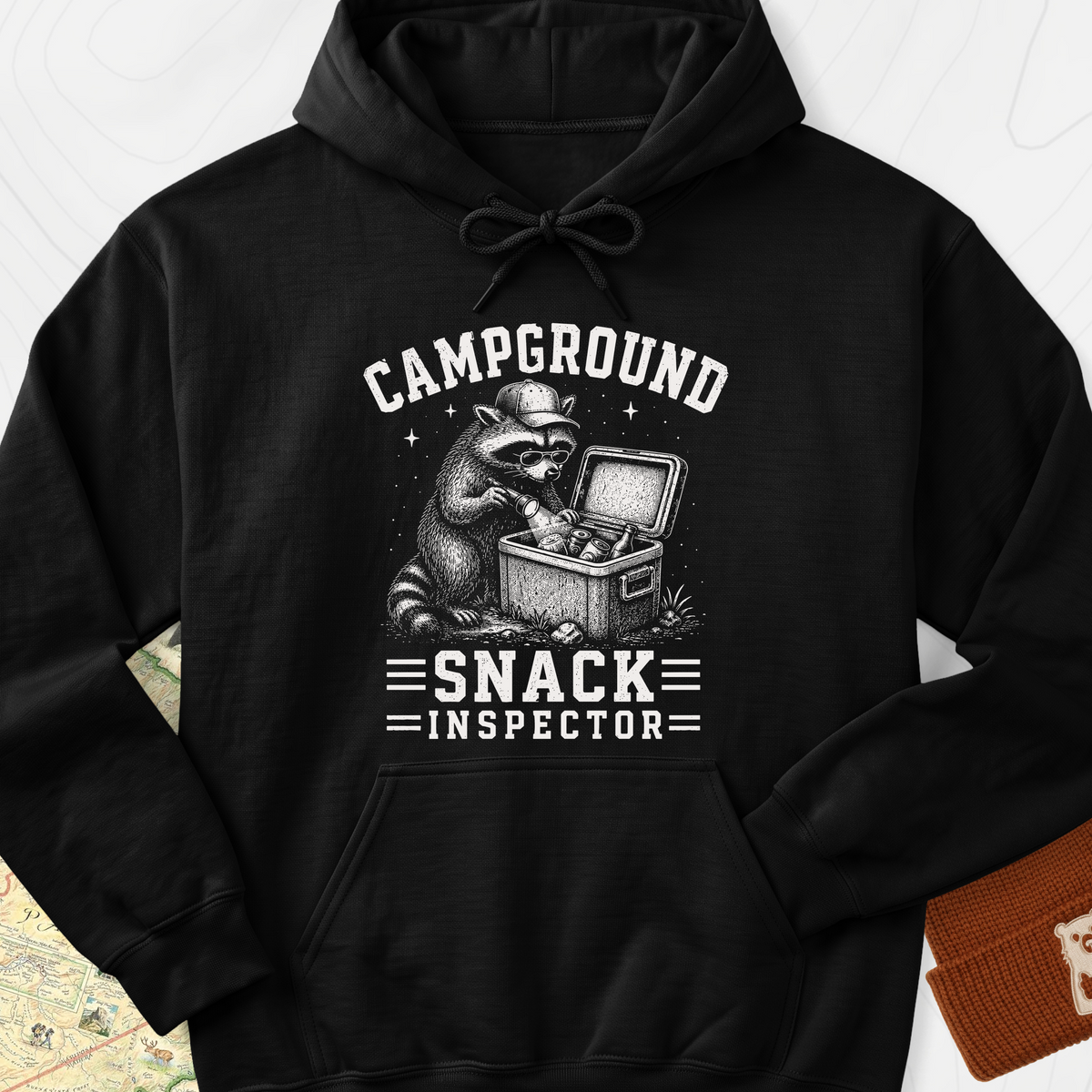 Raccoon Snack Patrol Hoodie - Black