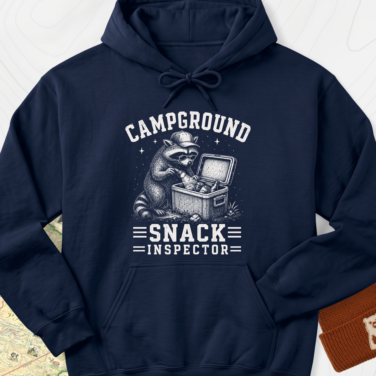 Raccoon Snack Patrol Hoodie - Navy