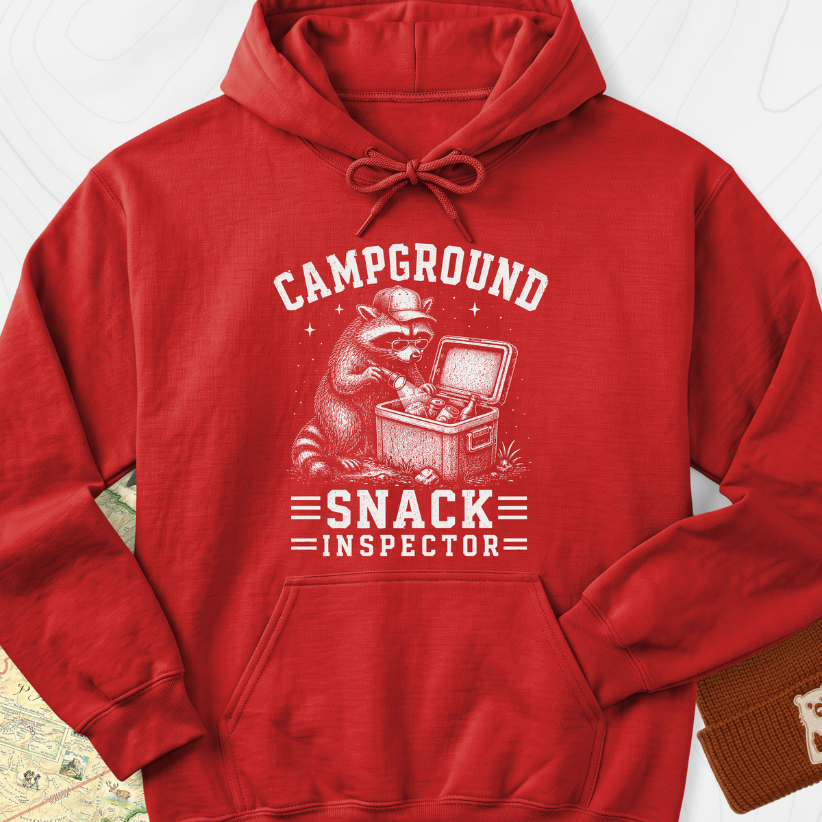Raccoon Snack Patrol Hoodie - Red