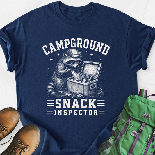 Raccoon Snack Patrol Navy front print lightweight T-shirt