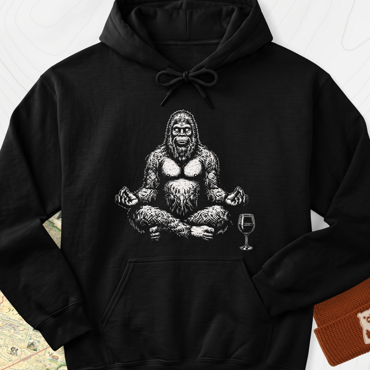 Zen Squatch Sip Hoodie - Black