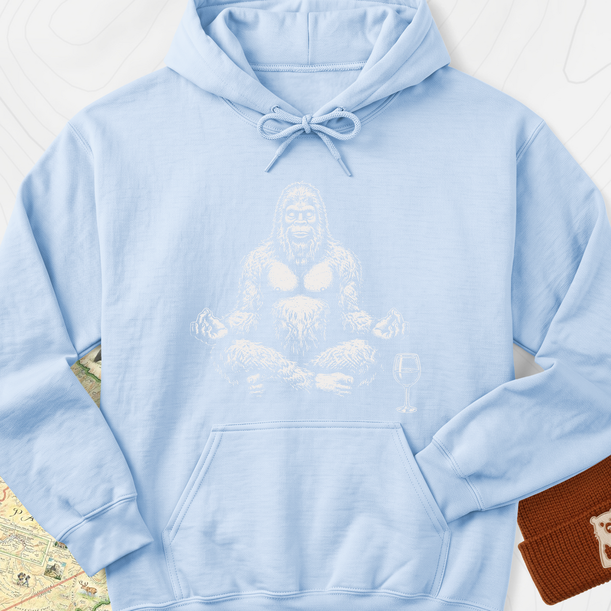 Zen Squatch Sip Hoodie - Light Blue