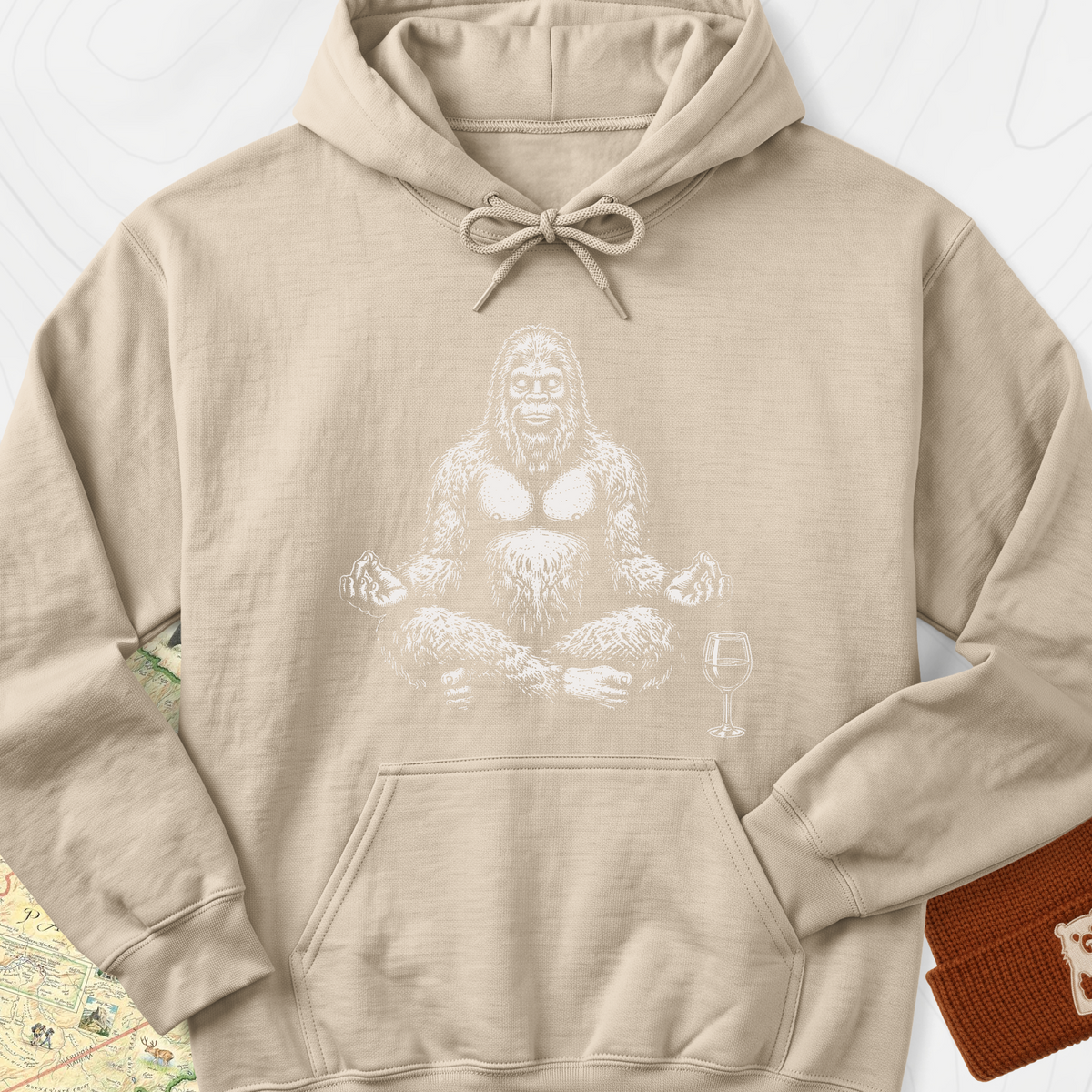 Zen Squatch Sip Hoodie - Sand