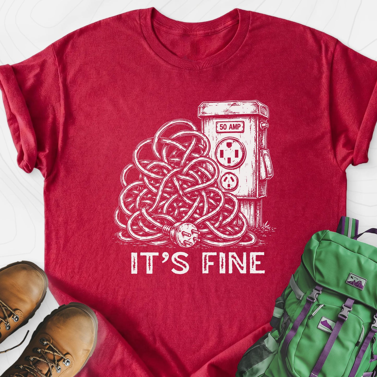 It's Fine Heather Red front print lightweight T-shirt