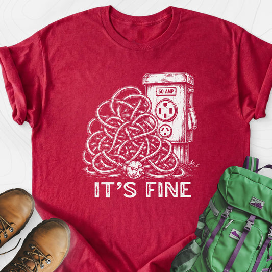 It's Fine Heather Red front print lightweight T-shirt