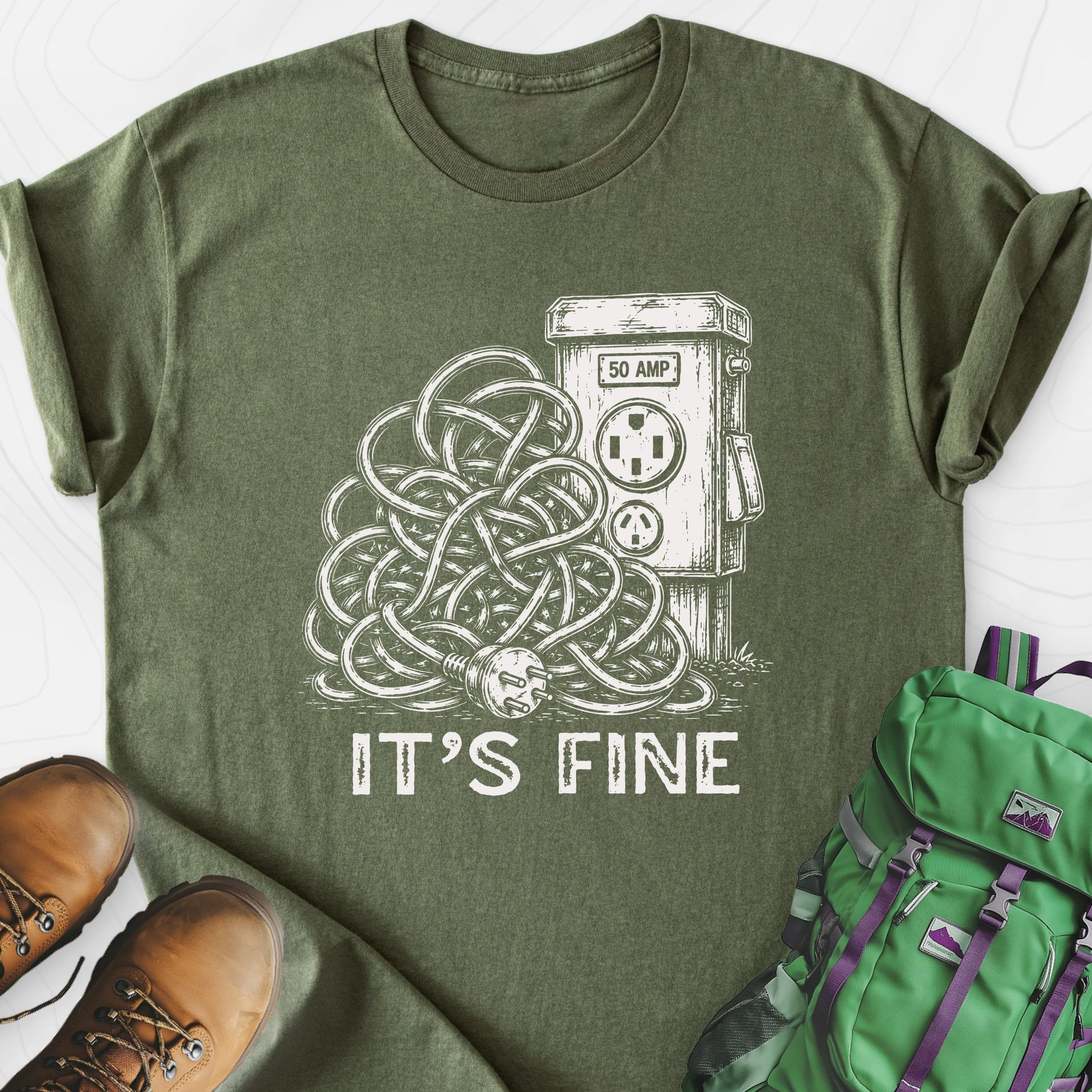 It's Fine Military Green front print lightweight T-shirt