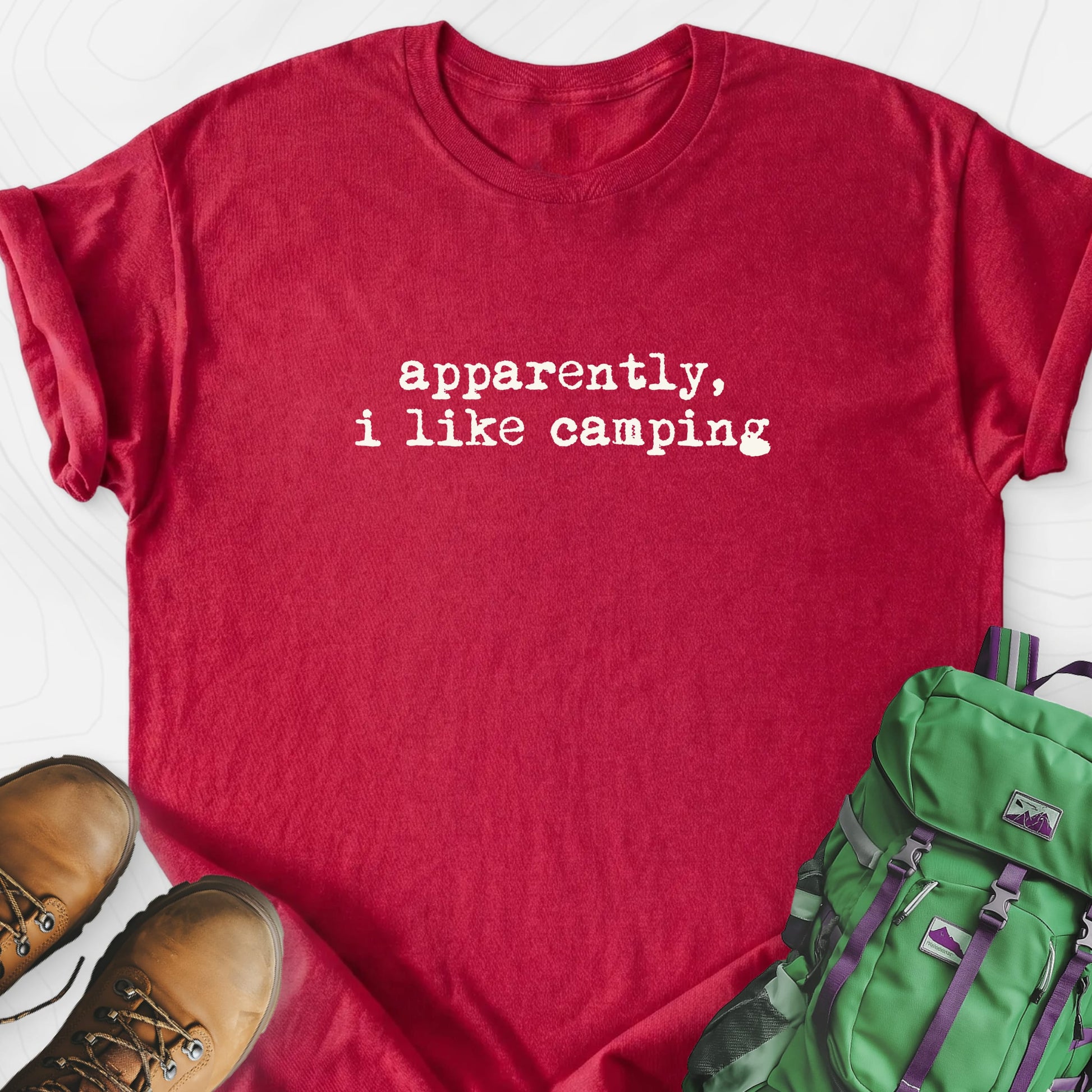 Apparently Camping Heather Red front print lightweight T-shirt