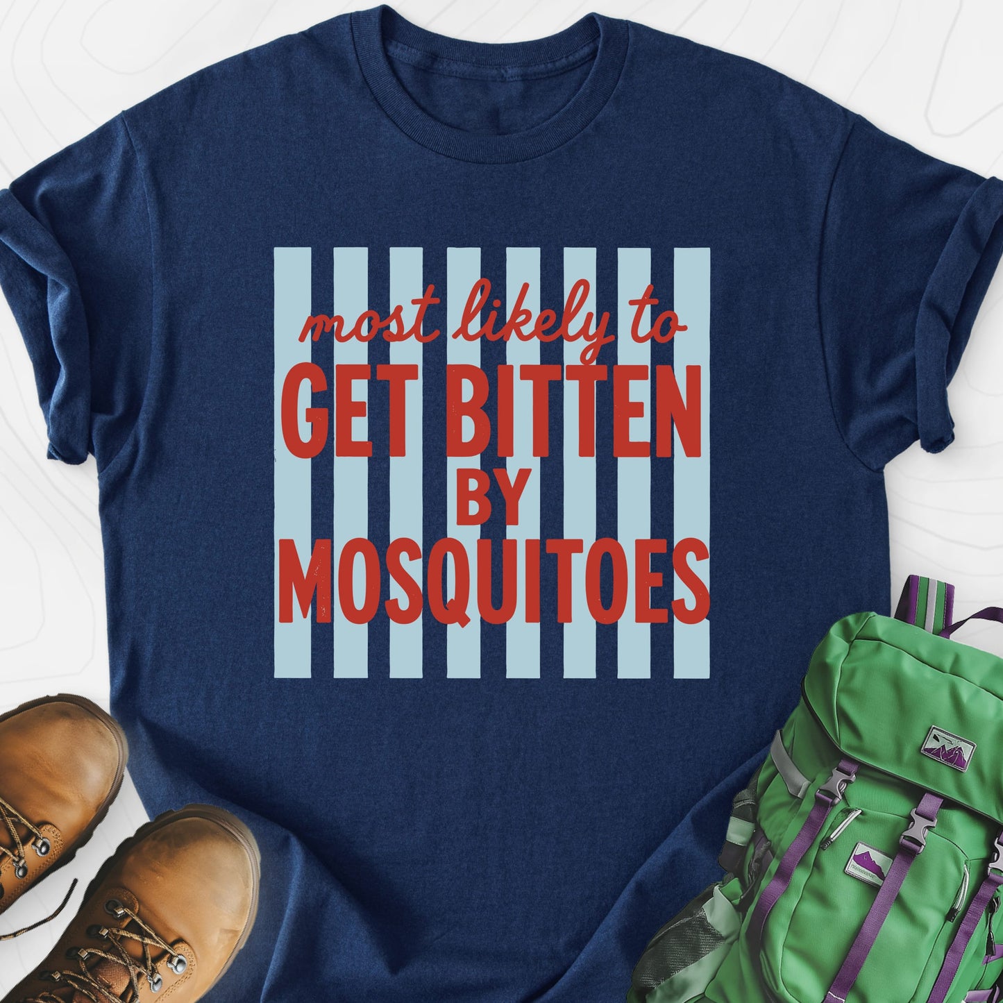 Mosquito Award Navy front print lightweight T-shirt