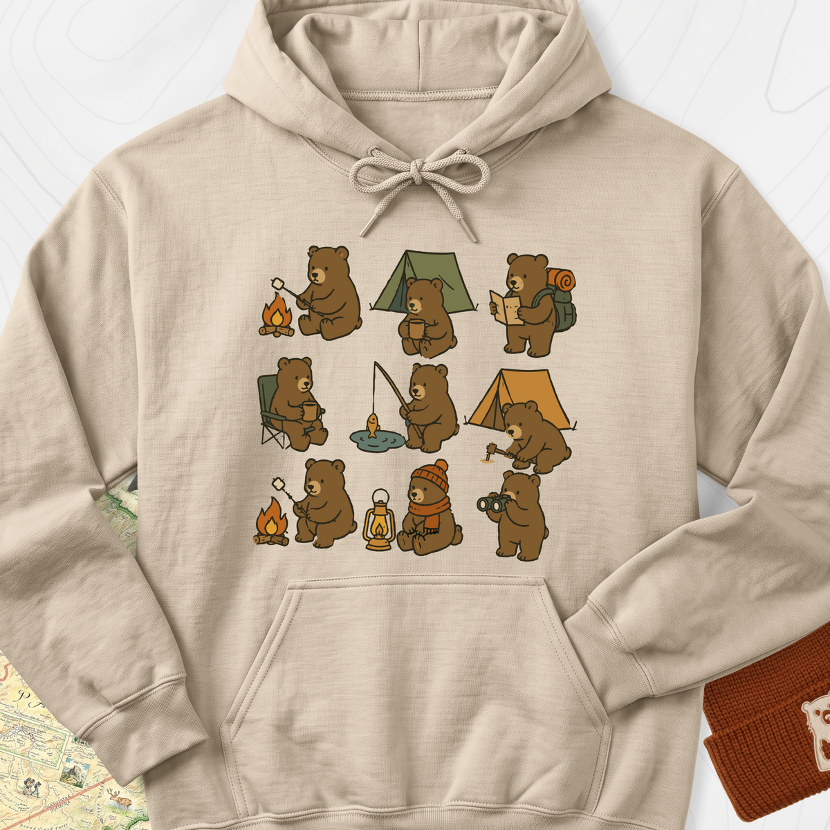 Camp Bear Crew Hoodie - Sand