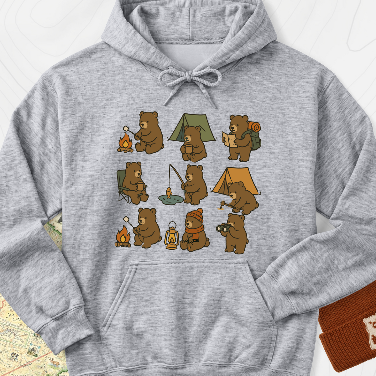 Camp Bear Crew Hoodie - Sport Grey