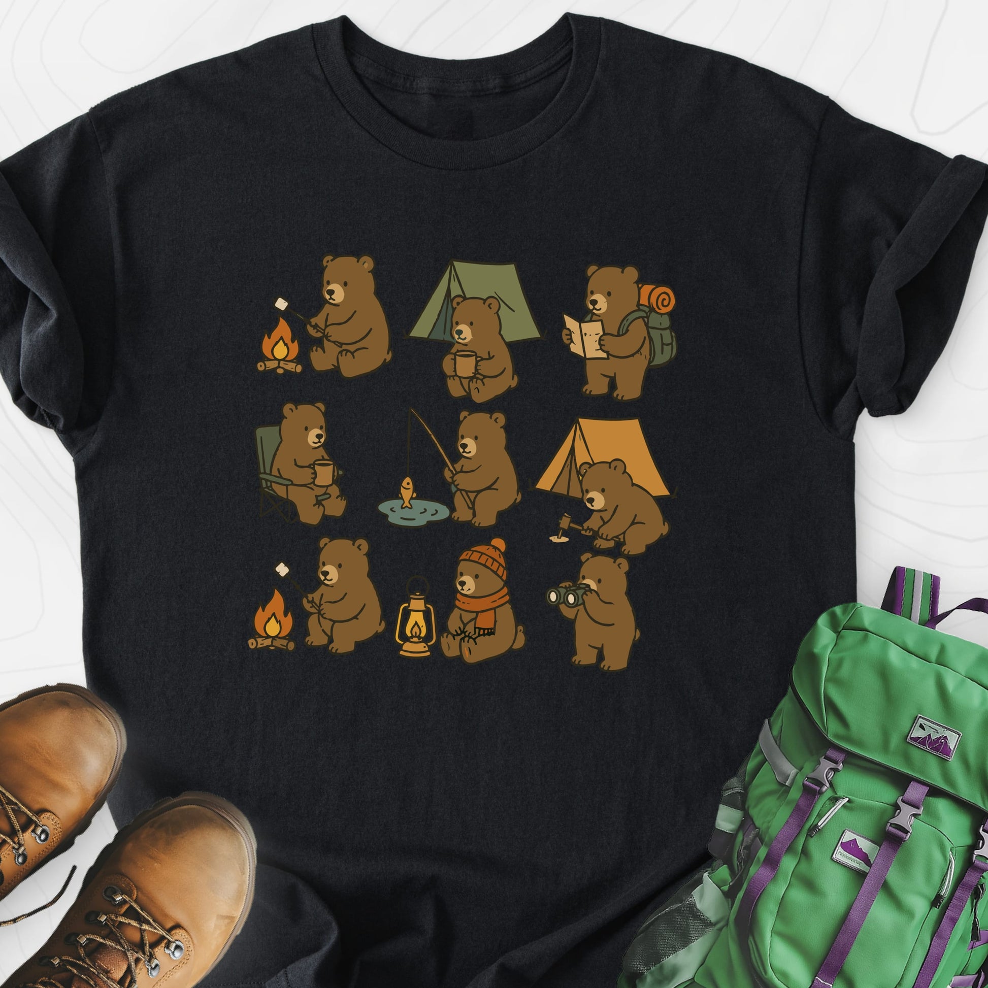 Camp Bear Crew Black front print lightweight T-shirt