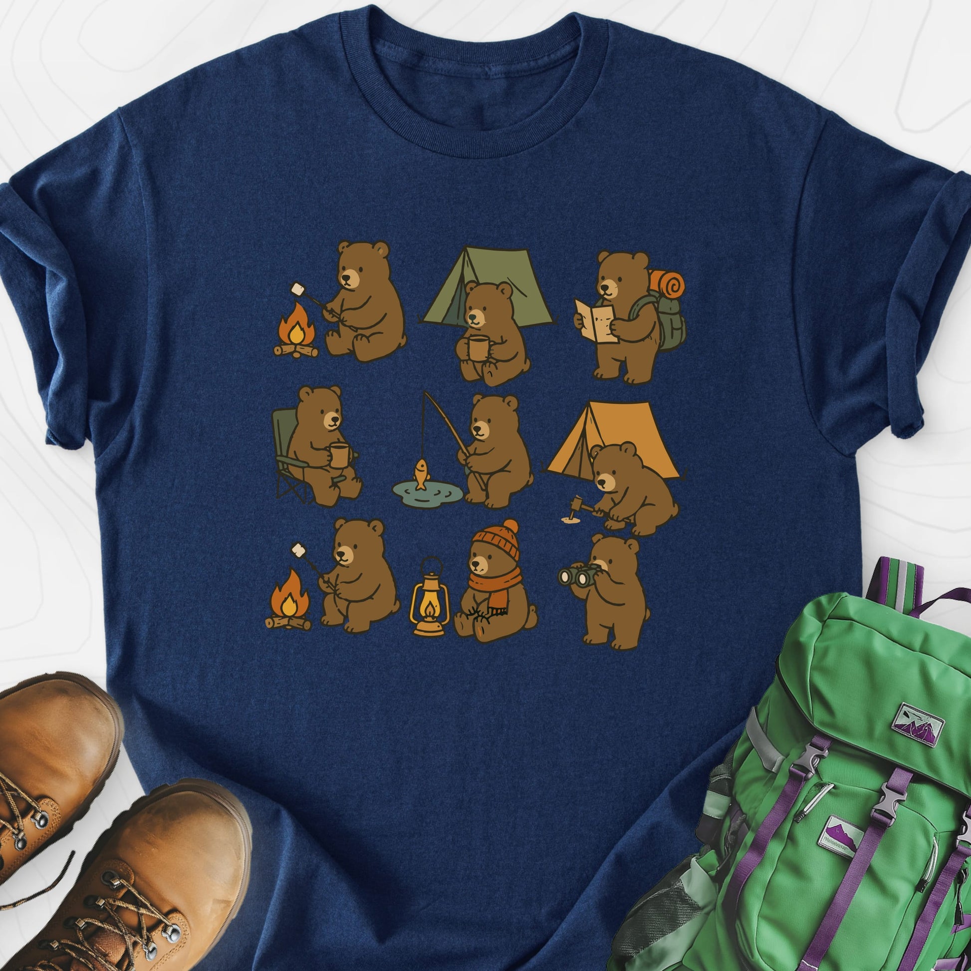 Camp Bear Crew Navy front print lightweight T-shirt