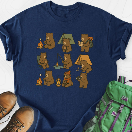Camp Bear Crew Navy front print lightweight T-shirt