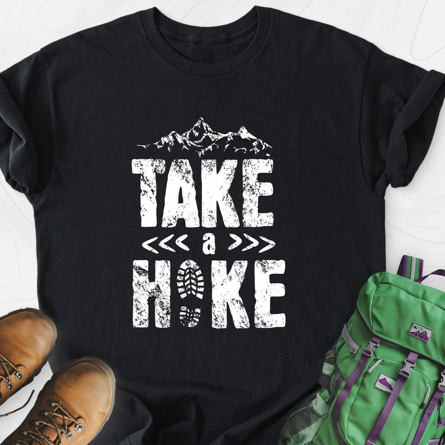 Take a Hike Black front print lightweight T-shirt