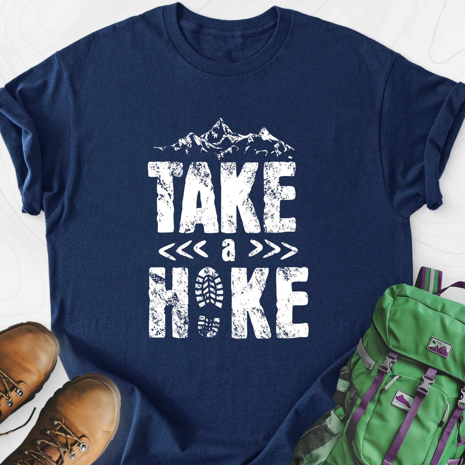 Take a Hike Navy front print lightweight T-shirt