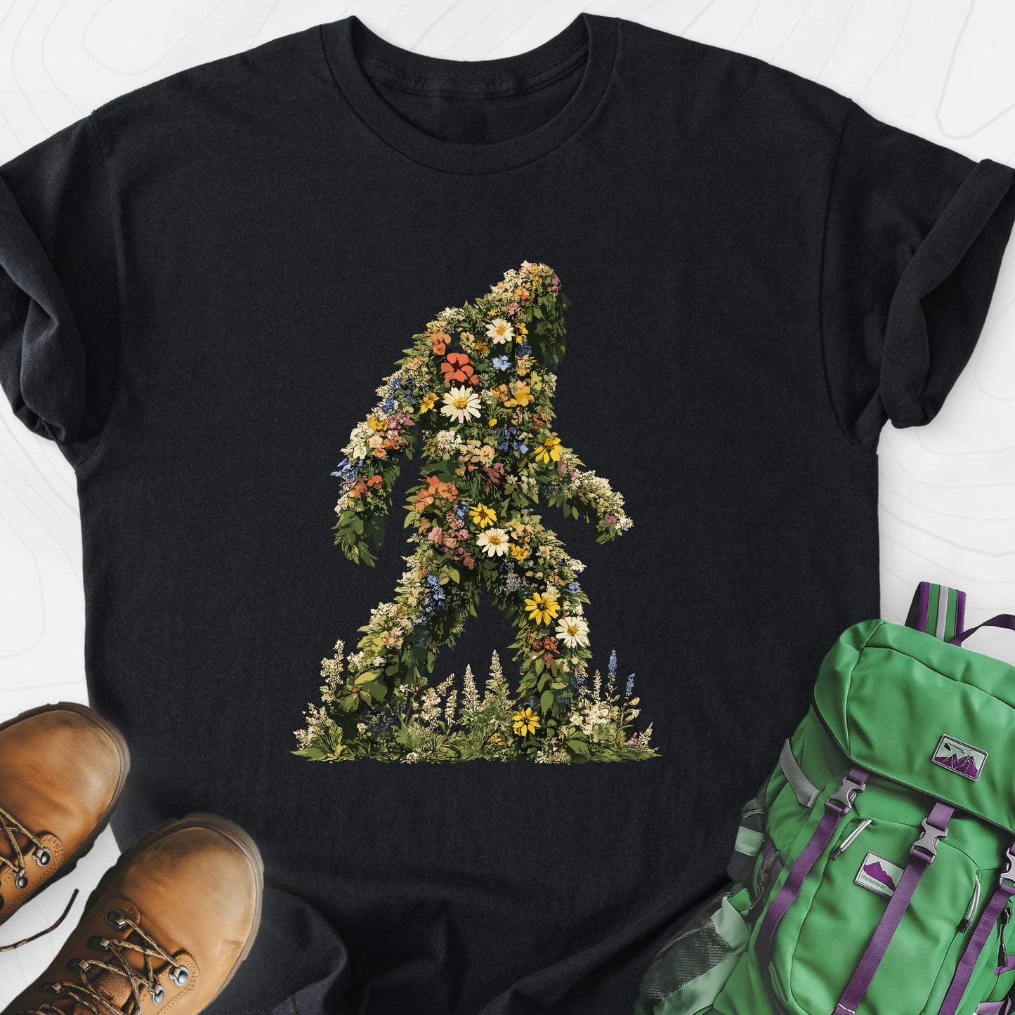Wildflower Squatch Black front print lightweight T-shirt