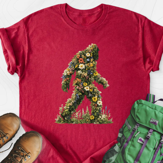 Wildflower Squatch Heather Red front print lightweight T-shirt