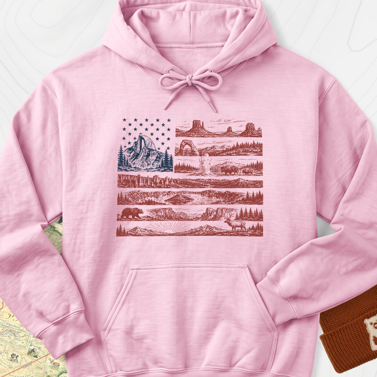 Parks and Stripes Hoodie - Light Pink