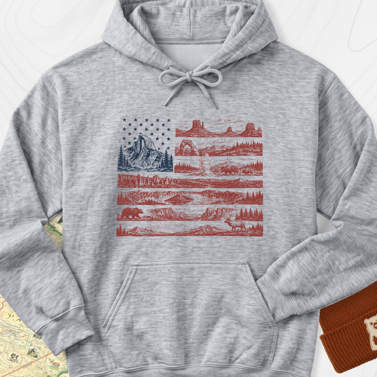 Parks and Stripes Hoodie - Sport Grey