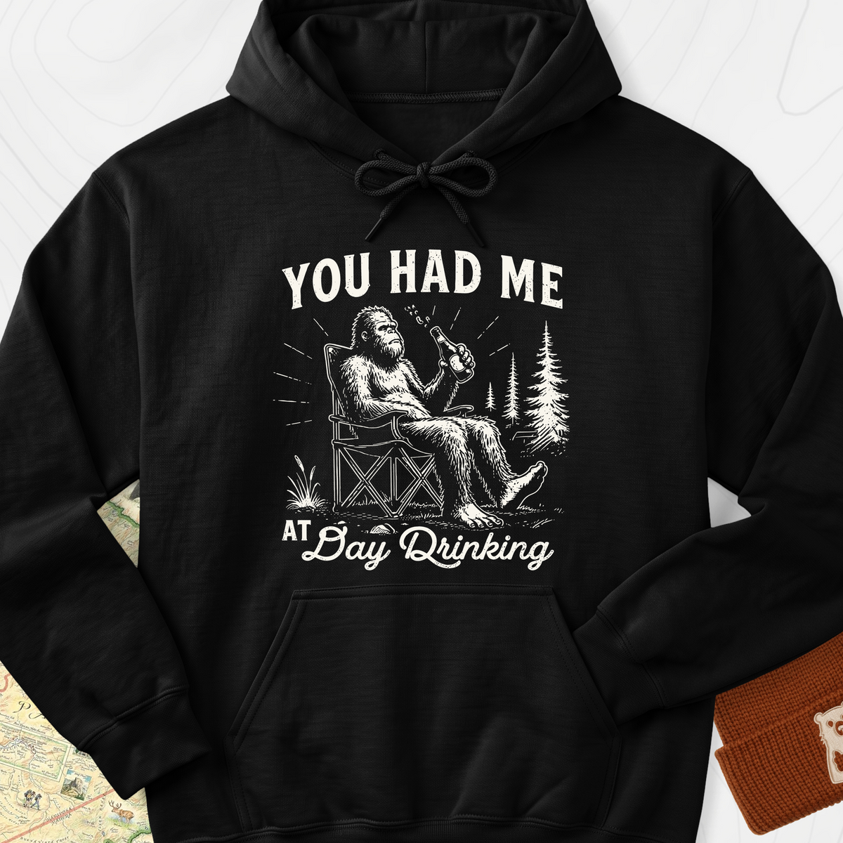 Day Drinking Squatch Hoodie - Black