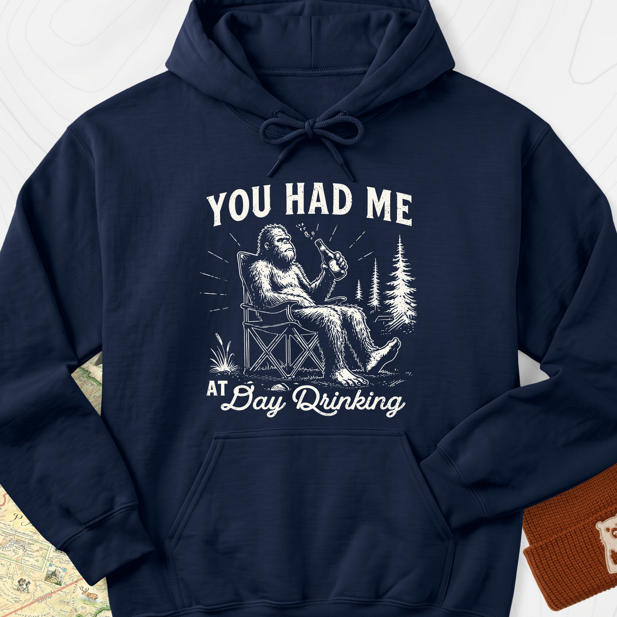 Day Drinking Squatch Hoodie - Navy