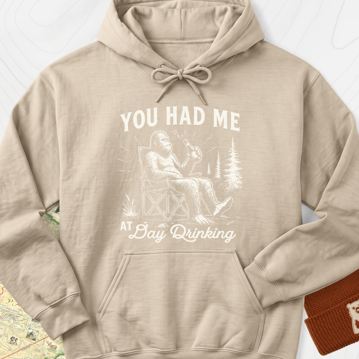 Day Drinking Squatch Hoodie - Sand