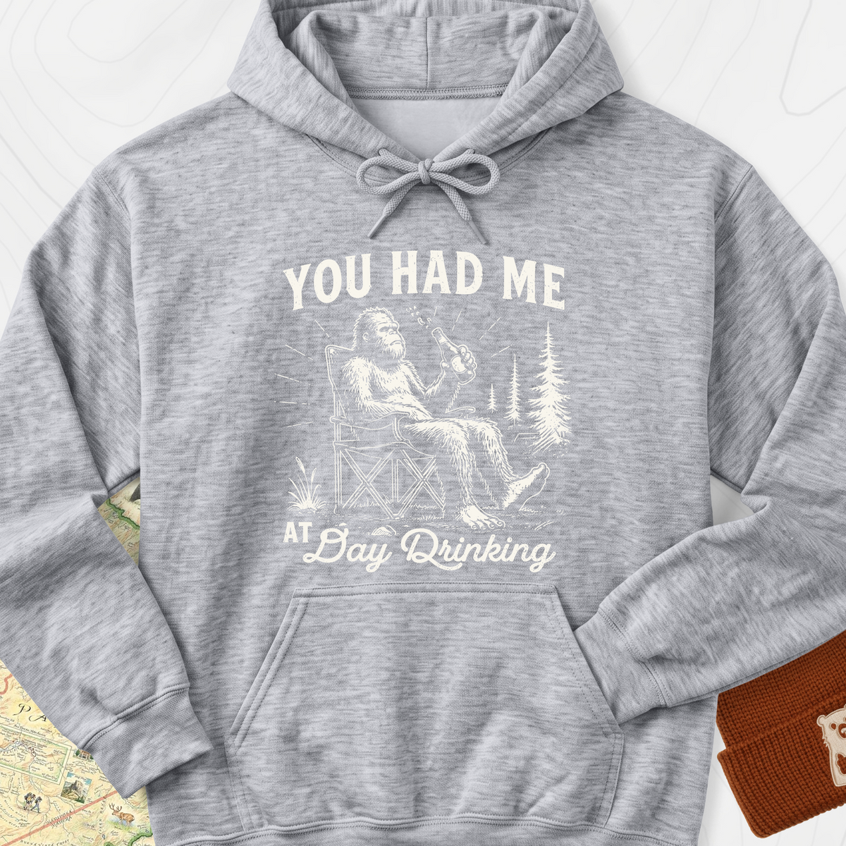 Day Drinking Squatch Hoodie - Sport Grey