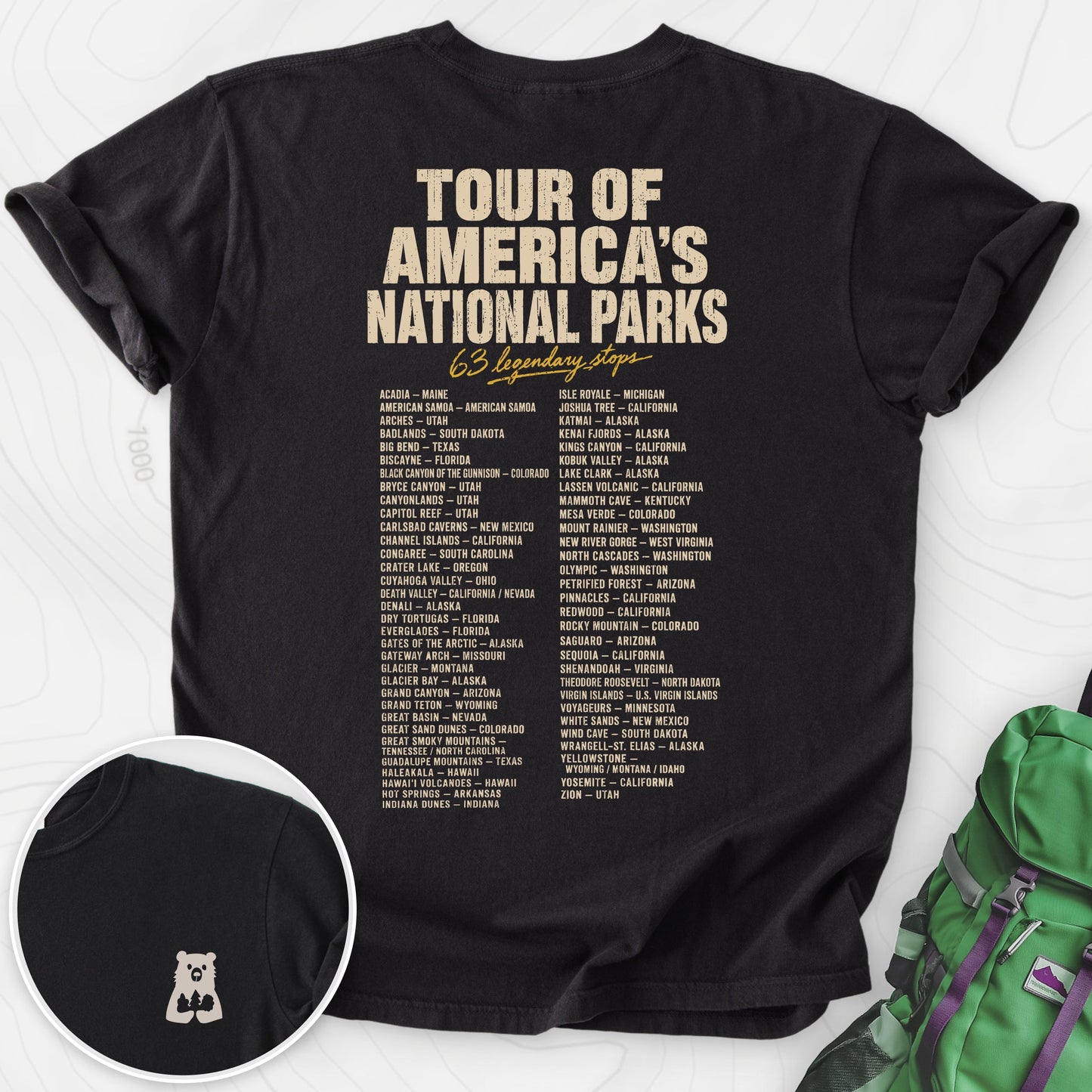 National Parks Grand Tour Black back print heavyweight T-shirt