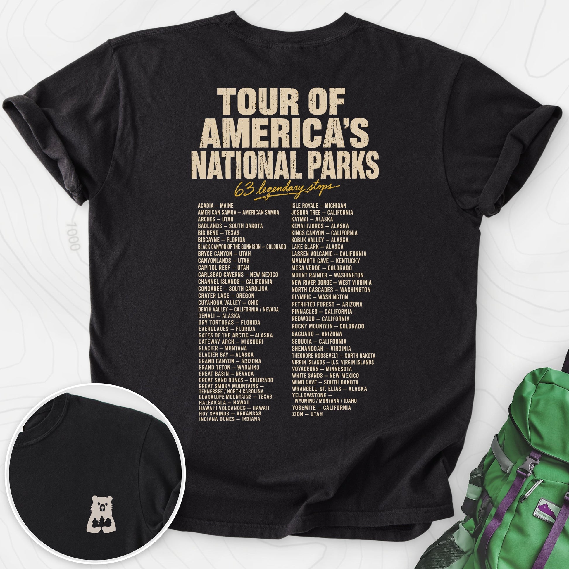 National Parks Grand Tour Black back print heavyweight T-shirt
