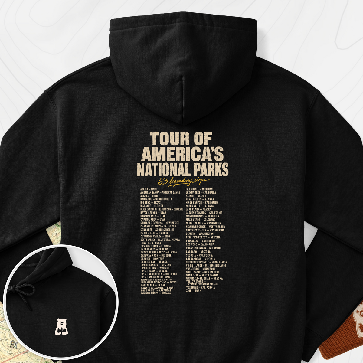 National Parks Grand Tour Back Print Hoodie - Black