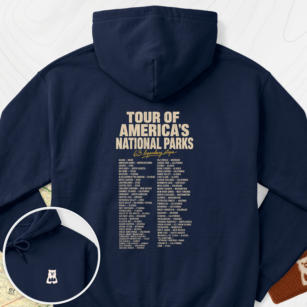 National Parks Grand Tour Back Print Hoodie - Navy