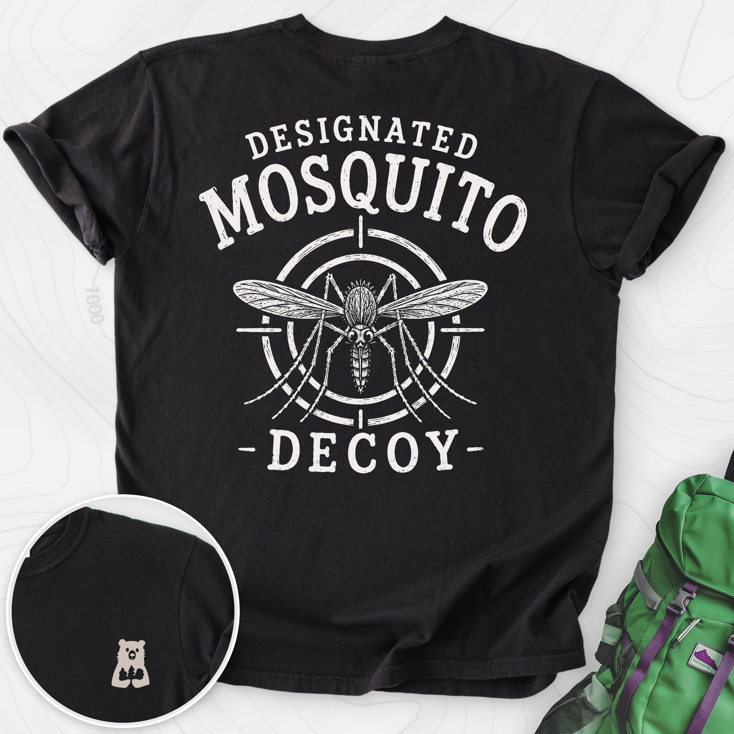 Designated Mosquito Decoy Black back print heavyweight T-shirt
