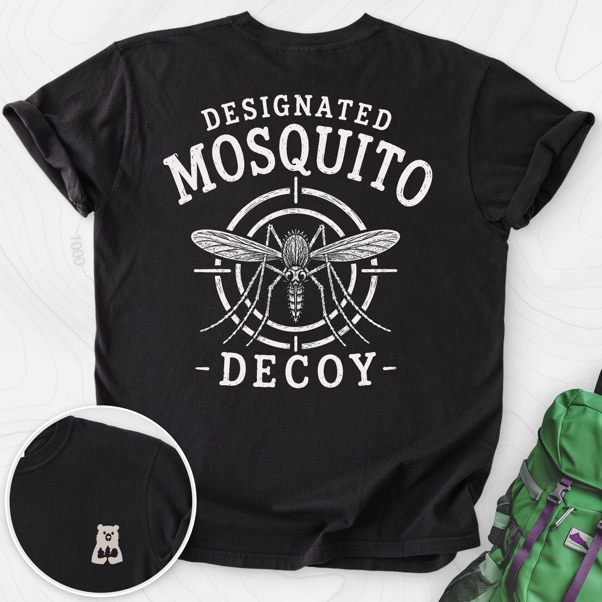 Designated Mosquito Decoy Black back print heavyweight T-shirt
