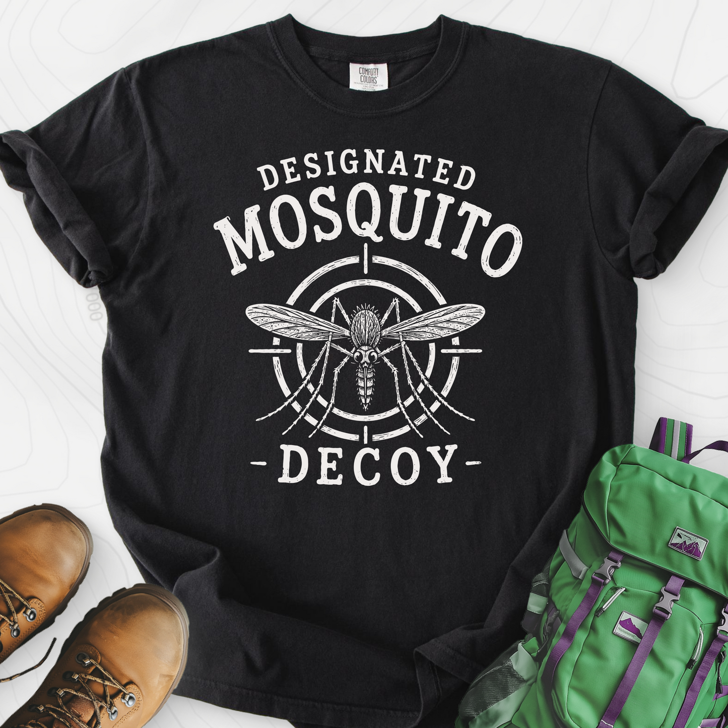 Designated Mosquito Decoy Black front print heavyweight T-shirt
