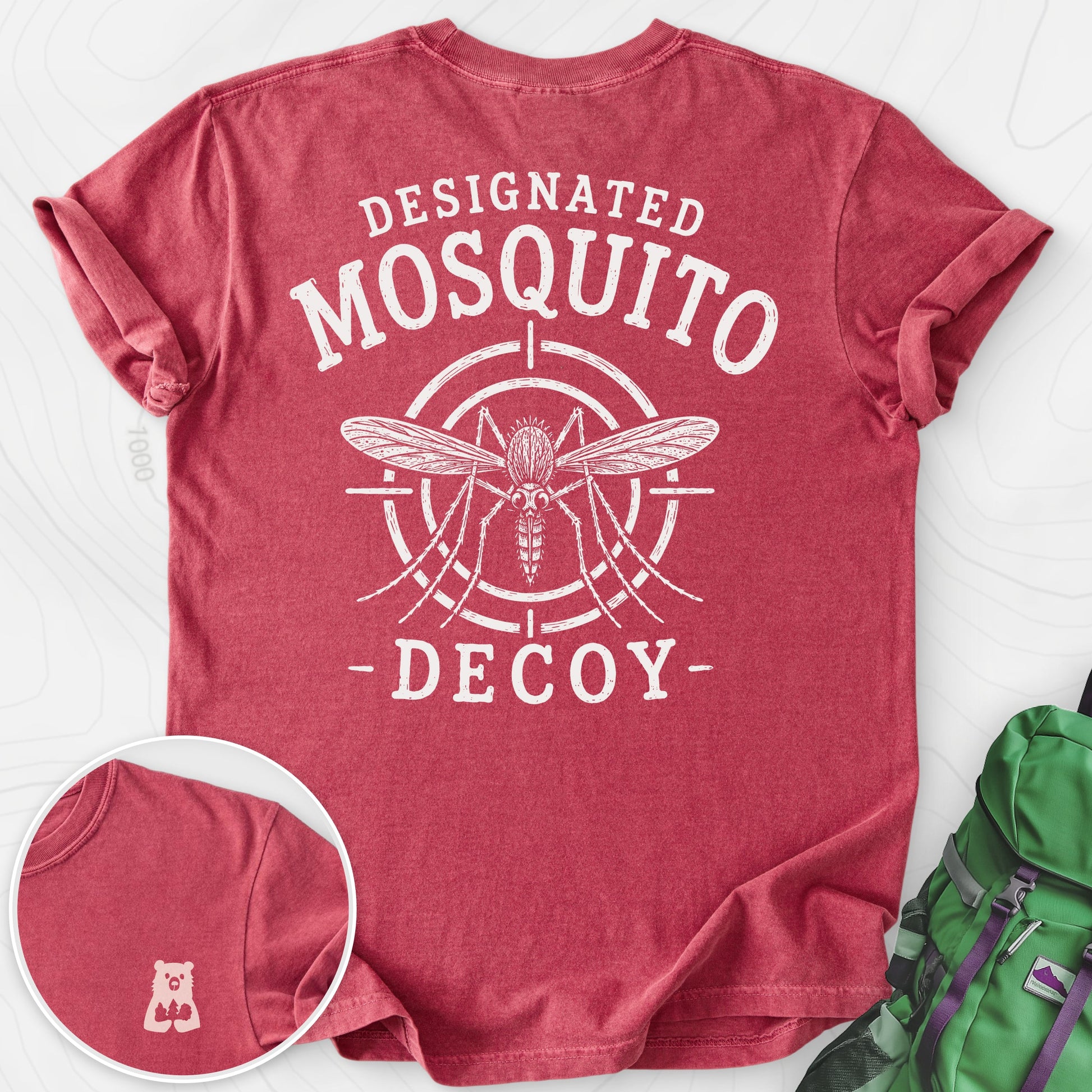Designated Mosquito Decoy Crimson back print heavyweight T-shirt