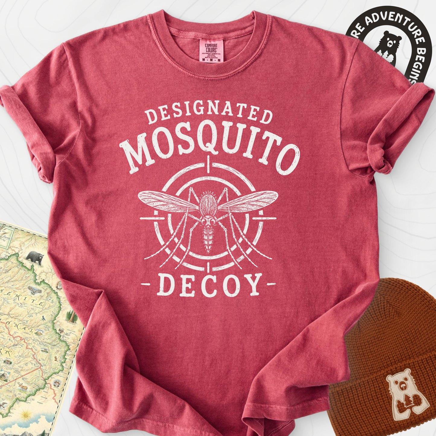 Designated Mosquito Decoy Crimson front print heavyweight T-shirt