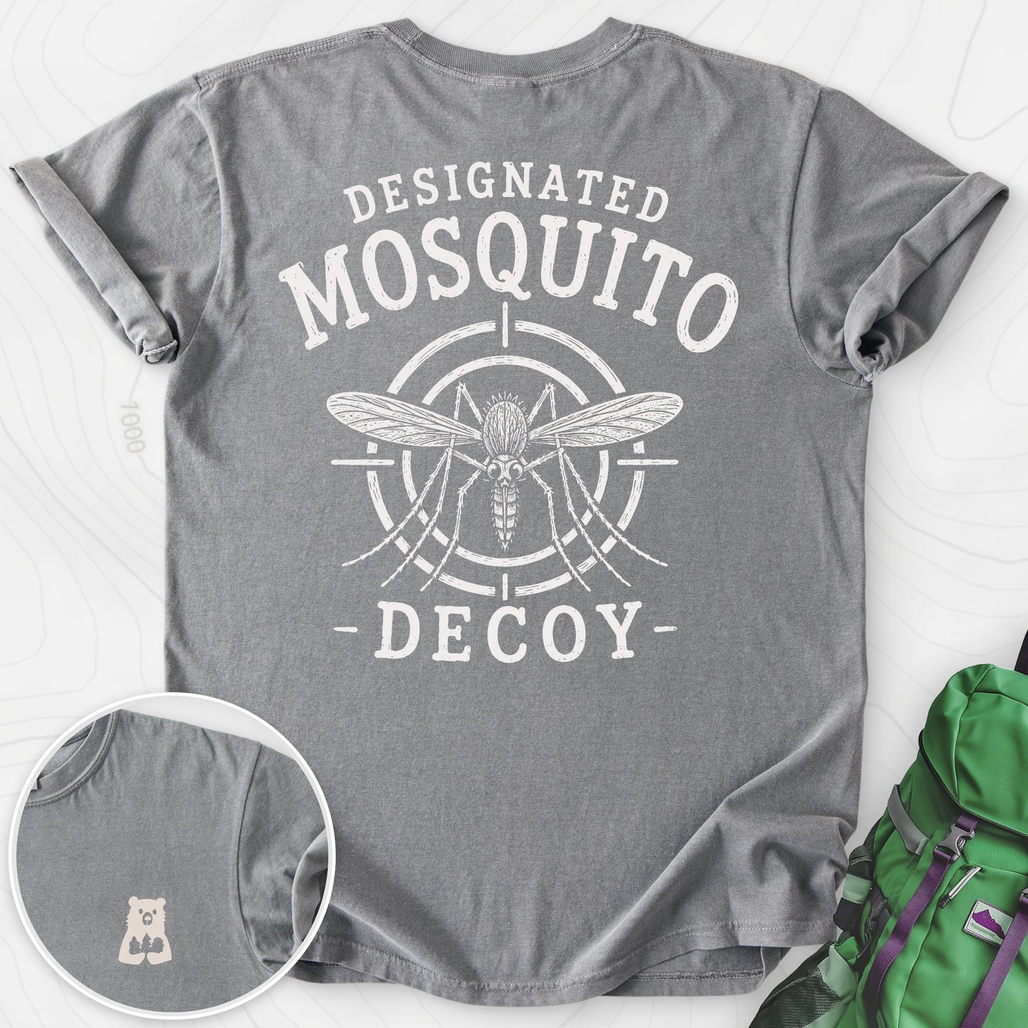 Designated Mosquito Decoy Grey back print heavyweight T-shirt