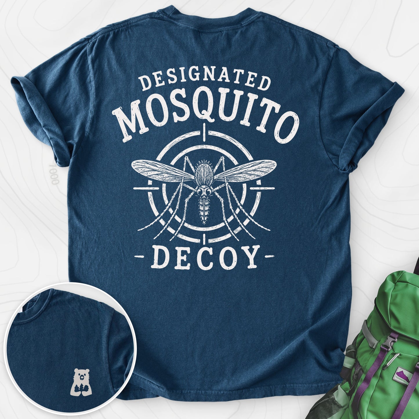 Designated Mosquito Decoy Navy back print heavyweight T-shirt