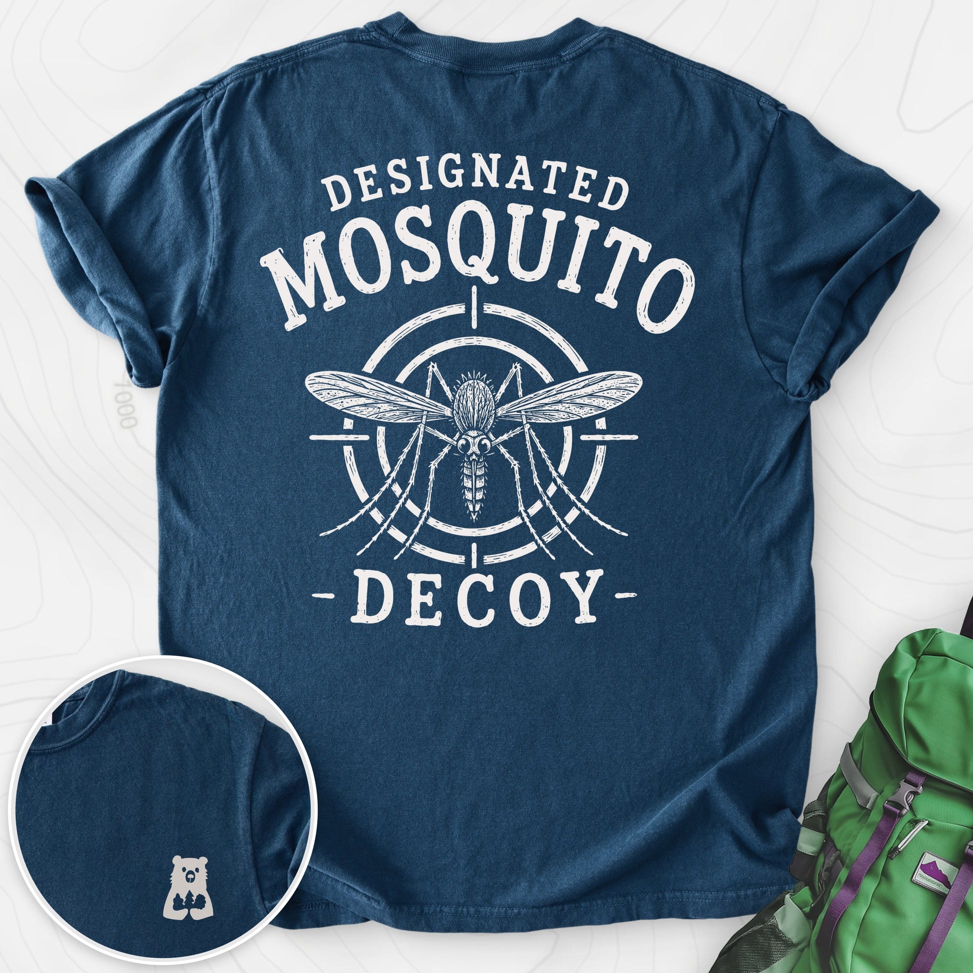 Designated Mosquito Decoy Navy back print heavyweight T-shirt