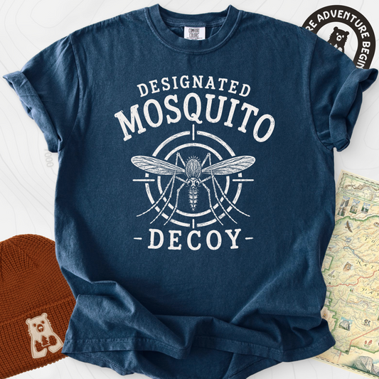 Designated Mosquito Decoy Navy front print heavyweight T-shirt