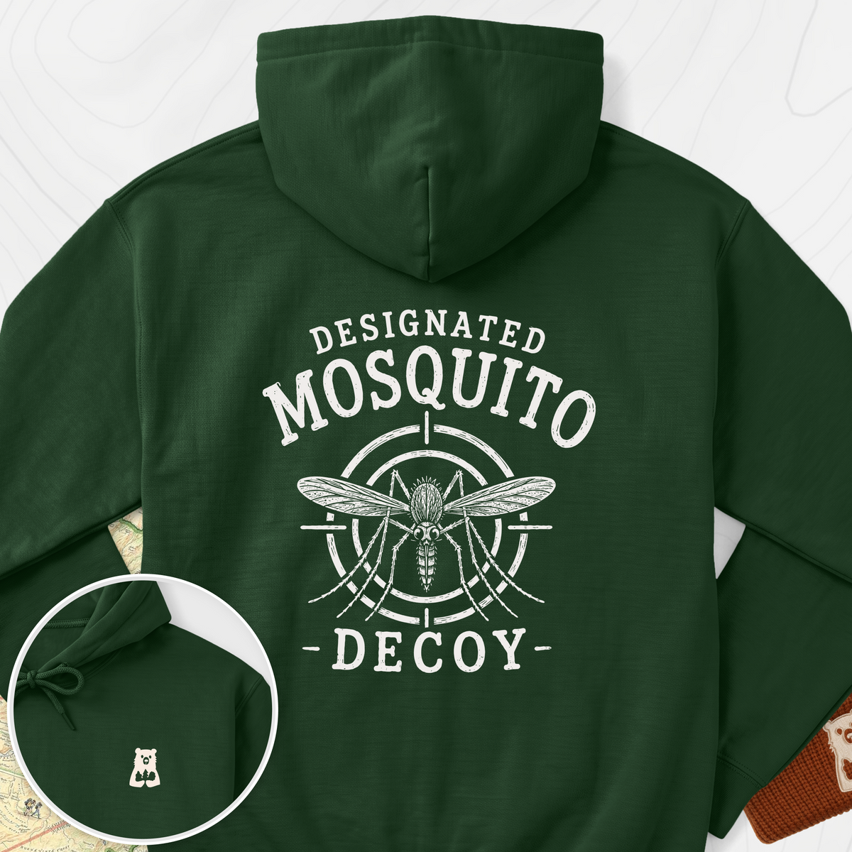 Designated Mosquito Decoy Back Print Hoodie - Forest Green