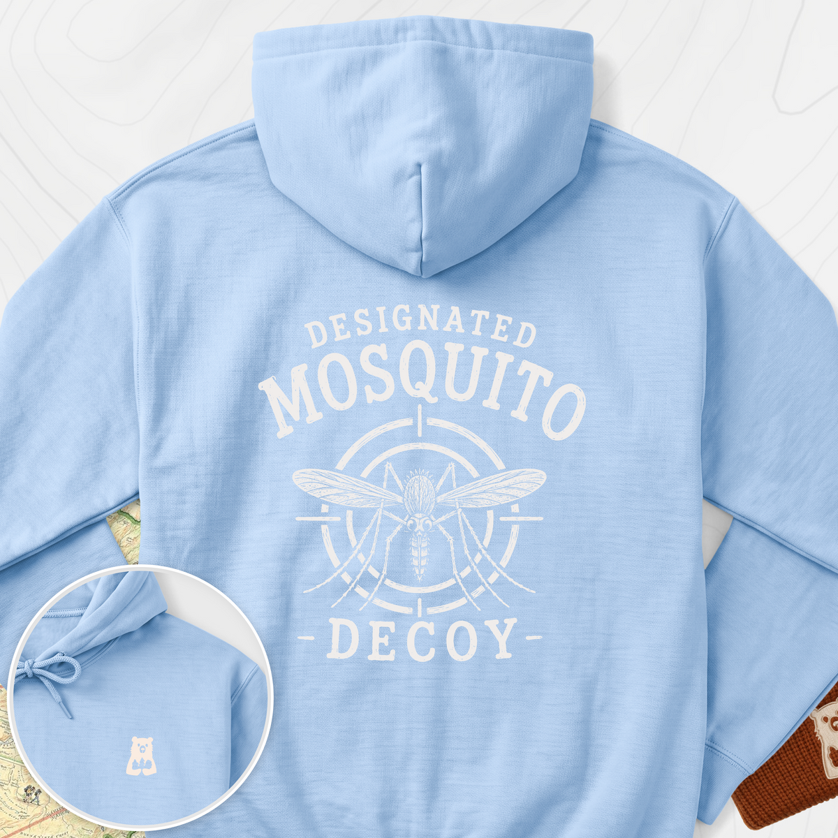 Designated Mosquito Decoy Back Print Hoodie - Light Blue