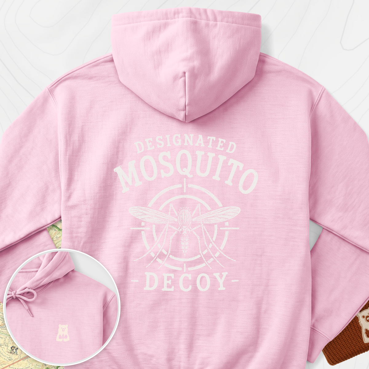 Designated Mosquito Decoy Back Print Hoodie - Light Pink