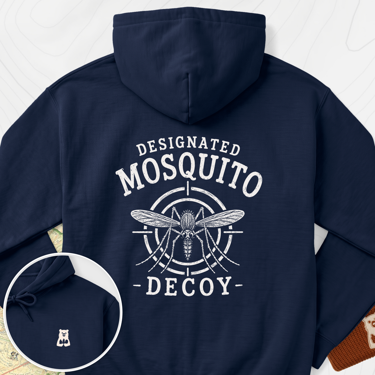 Designated Mosquito Decoy Back Print Hoodie - Navy