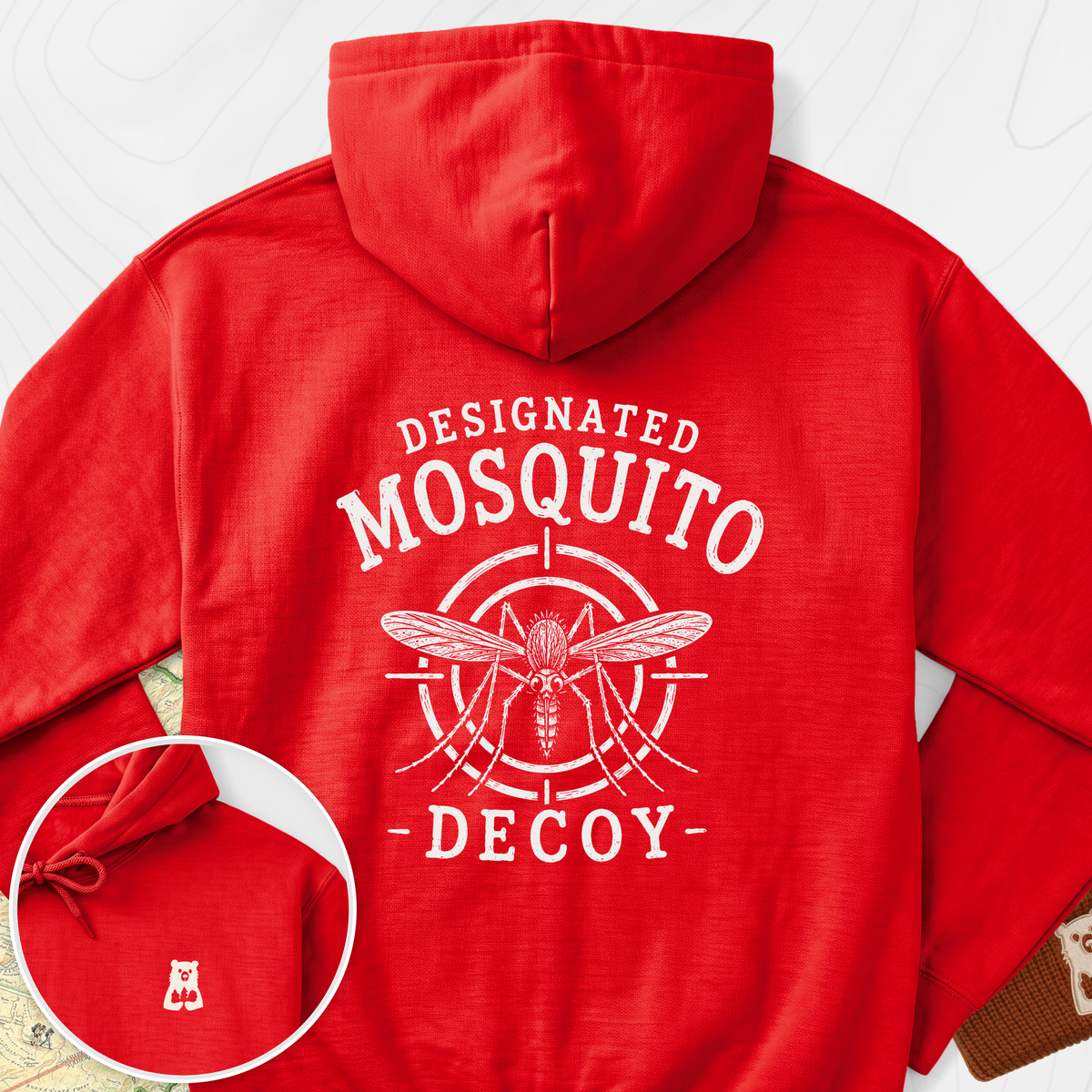 Designated Mosquito Decoy Back Print Hoodie - Red