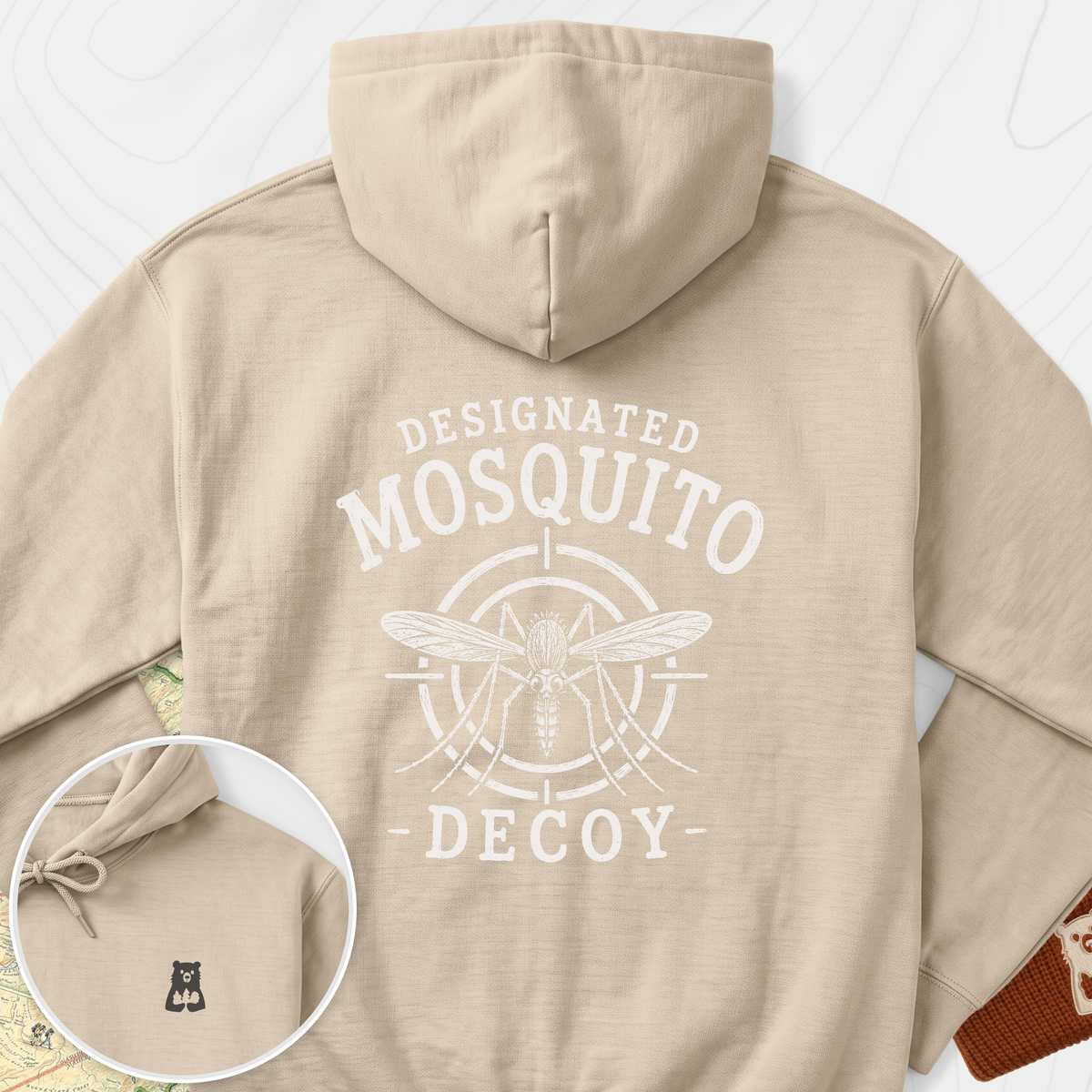 Designated Mosquito Decoy Back Print Hoodie - Sand