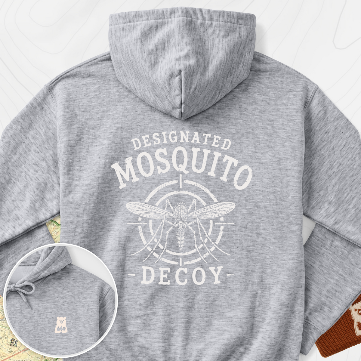 Designated Mosquito Decoy Back Print Hoodie - Sport Grey