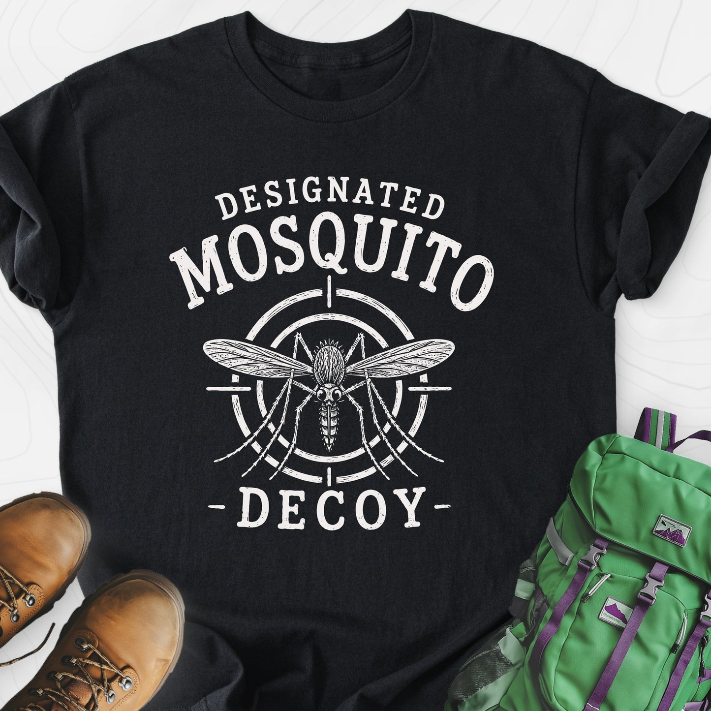 Designated Mosquito Decoy Black front print lightweight T-shirt